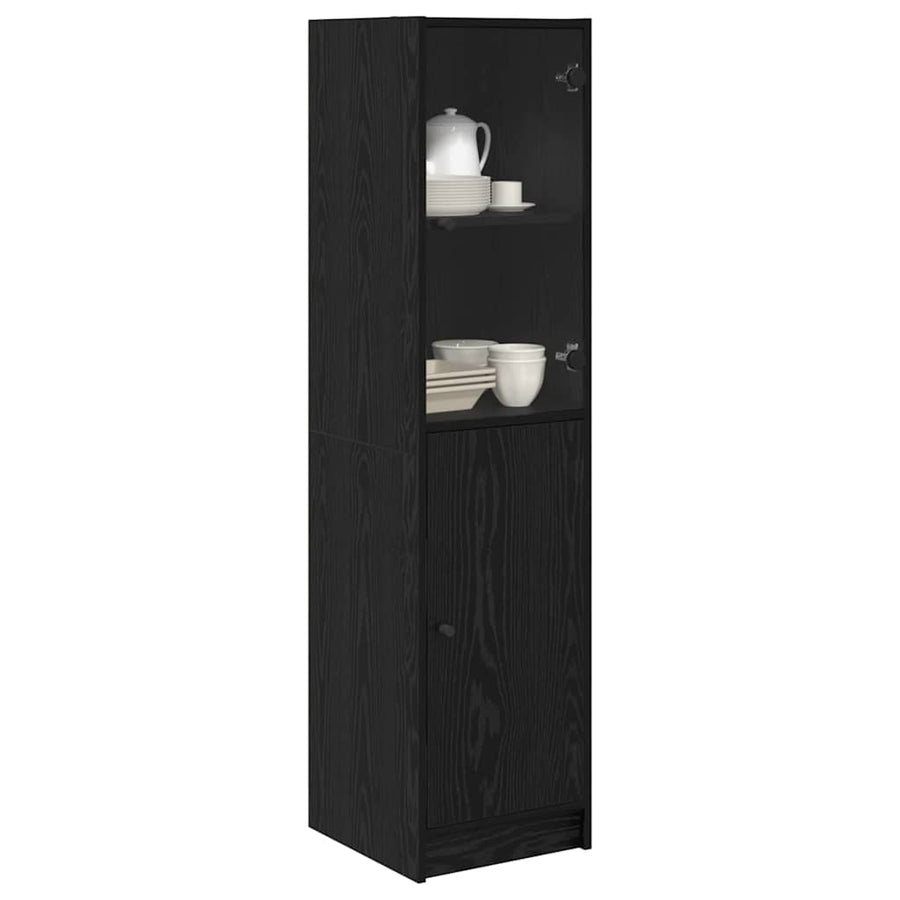 Highboard Zwart Eiken 35 x 37 x 142 cm Bewerkt hout