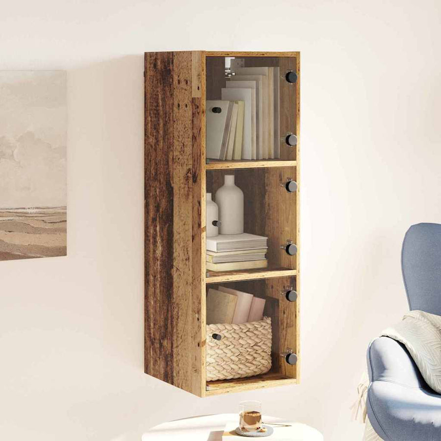 Wandkast Wandgemonteerd Oud Hout 35 x 37 x 102 cm Bewerkt hout