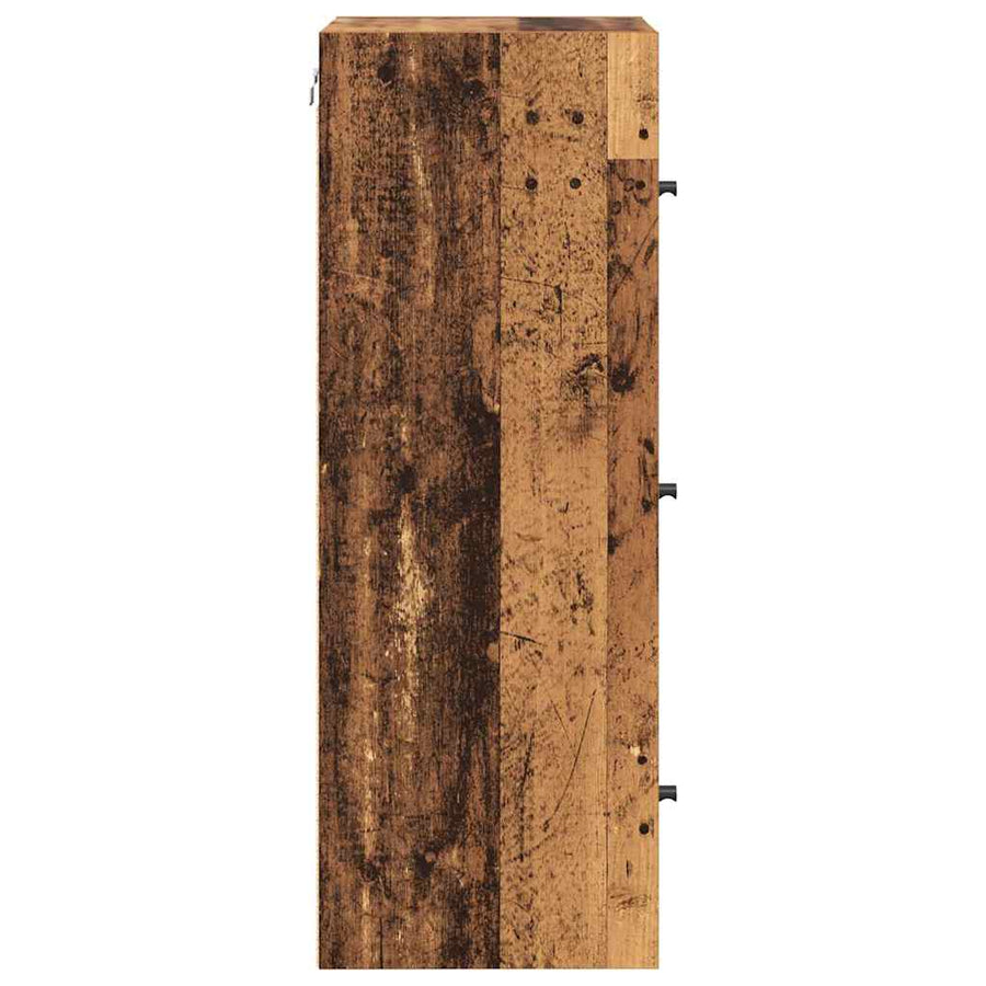 Wandkast Wandgemonteerd Oud Hout 35 x 37 x 102 cm Bewerkt hout