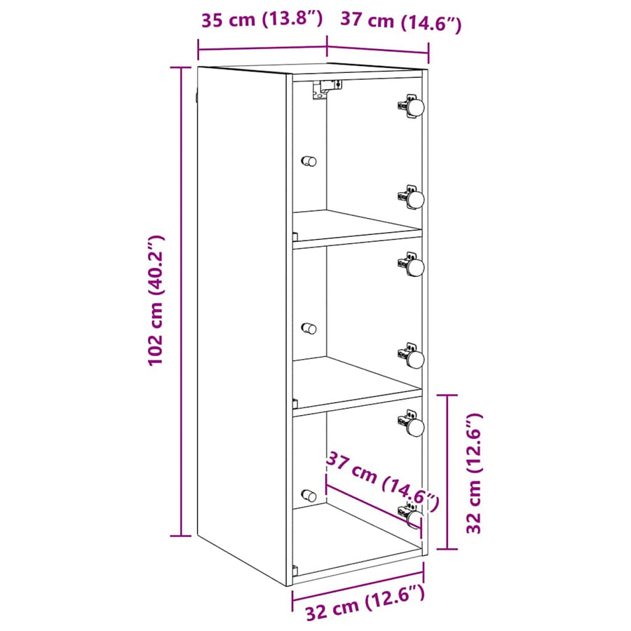 Wandkast Wandgemonteerd Oud Hout 35 x 37 x 102 cm Bewerkt hout