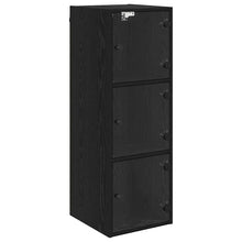 Wandkast Zwart Eiken 35 x 37 x 102 cm Bewerkt hout