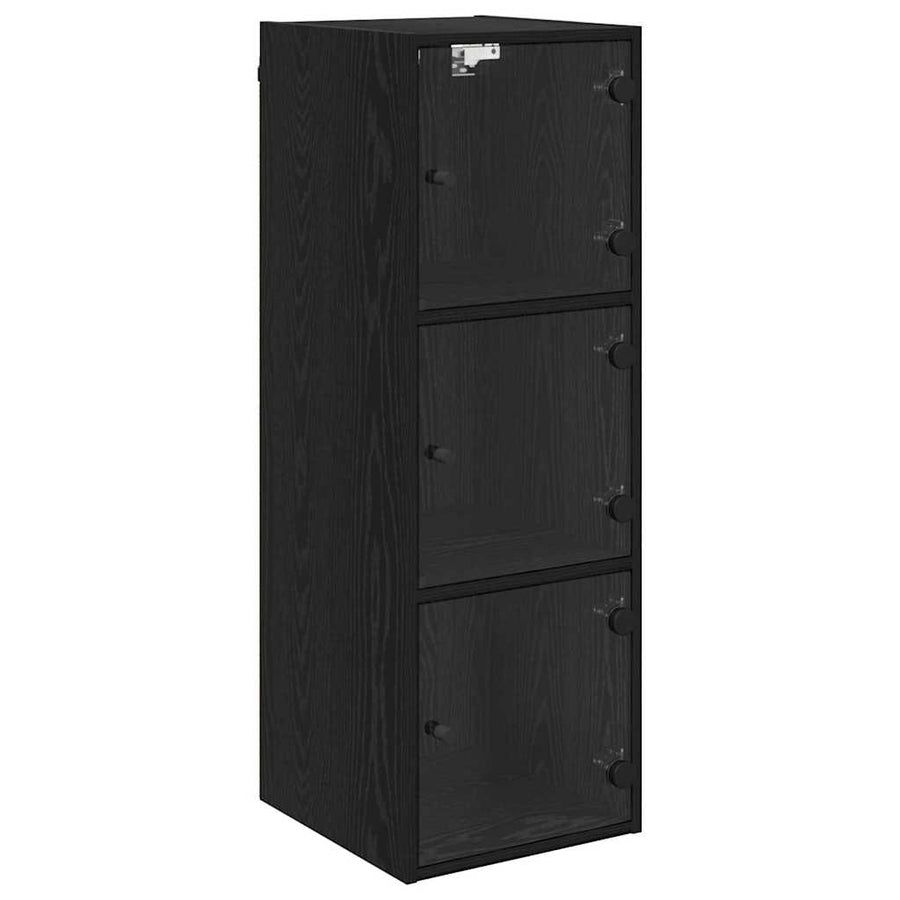 Wandkast Zwart Eiken 35 x 37 x 102 cm Bewerkt hout