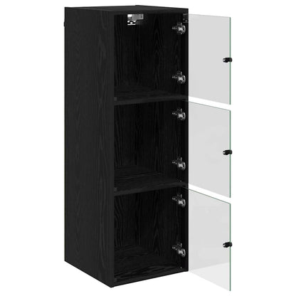 Wandkast Zwart Eiken 35 x 37 x 102 cm Bewerkt hout