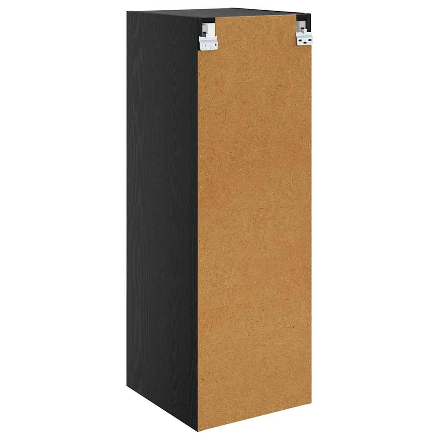 Wandkast Zwart Eiken 35 x 37 x 102 cm Bewerkt hout