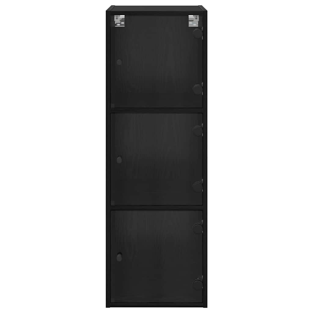 Wandkast Zwart Eiken 35 x 37 x 102 cm Bewerkt hout