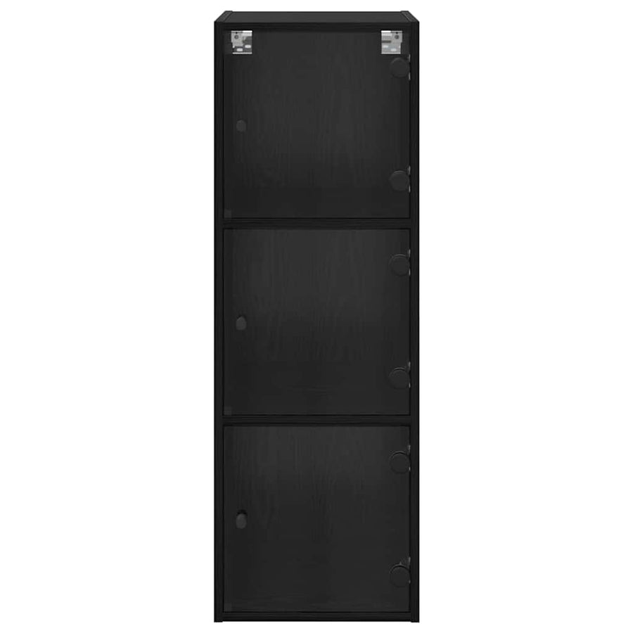 Wandkast Zwart Eiken 35 x 37 x 102 cm Bewerkt hout