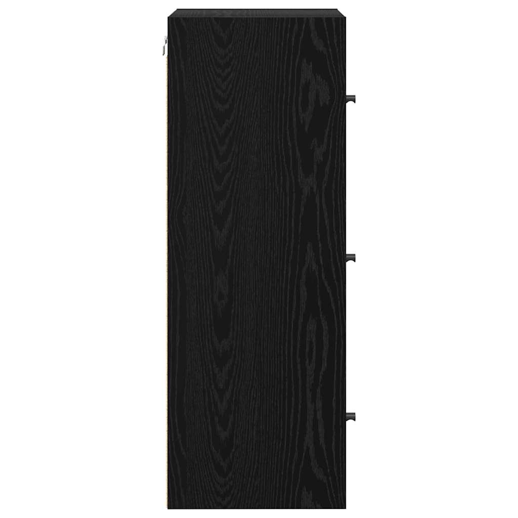 Wandkast Zwart Eiken 35 x 37 x 102 cm Bewerkt hout