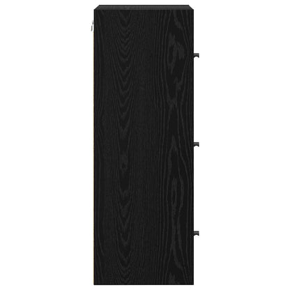 Wandkast Zwart Eiken 35 x 37 x 102 cm Bewerkt hout