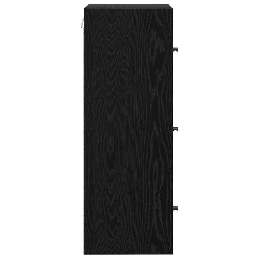 Wandkast Zwart Eiken 35 x 37 x 102 cm Bewerkt hout