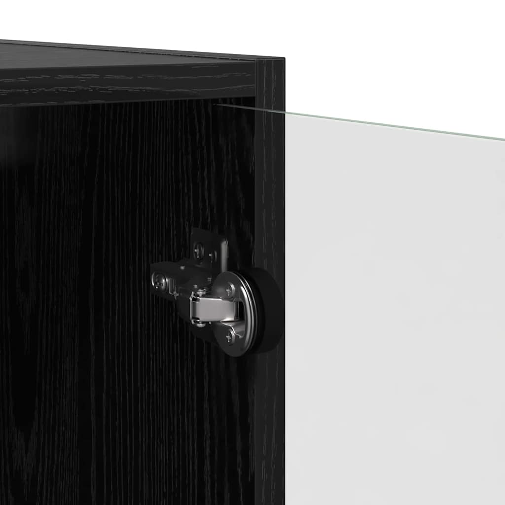 Wandkast Zwart Eiken 68 x 37 x 68,5 cm Bewerkt hout