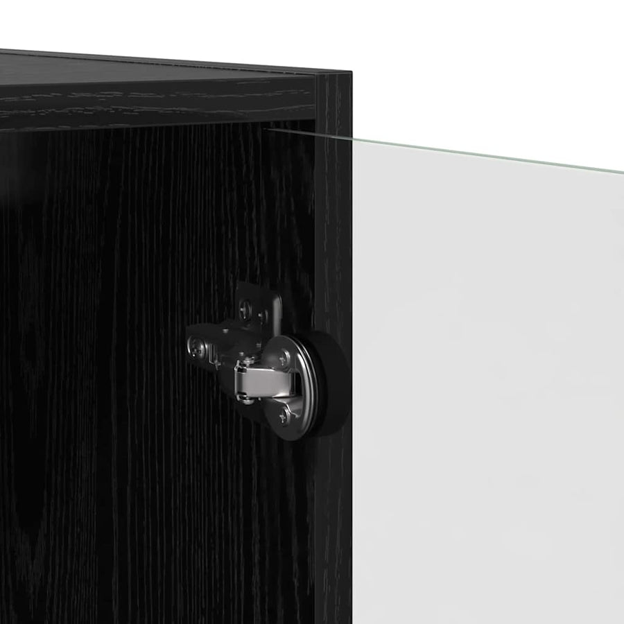 Wandkast Zwart Eiken 68 x 37 x 68,5 cm Bewerkt hout