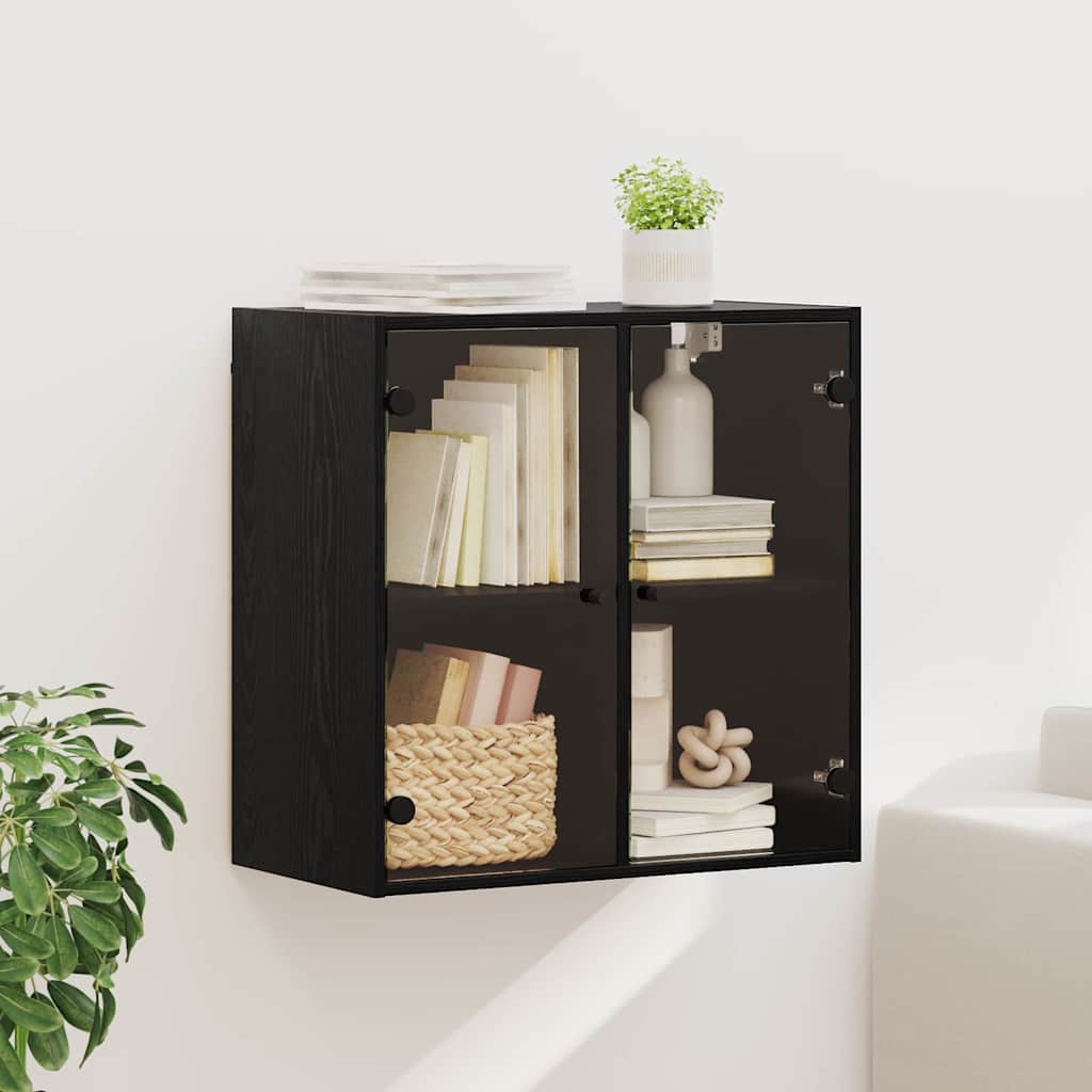 Wandkast Zwart Eiken 68 x 37 x 68,5 cm Bewerkt hout