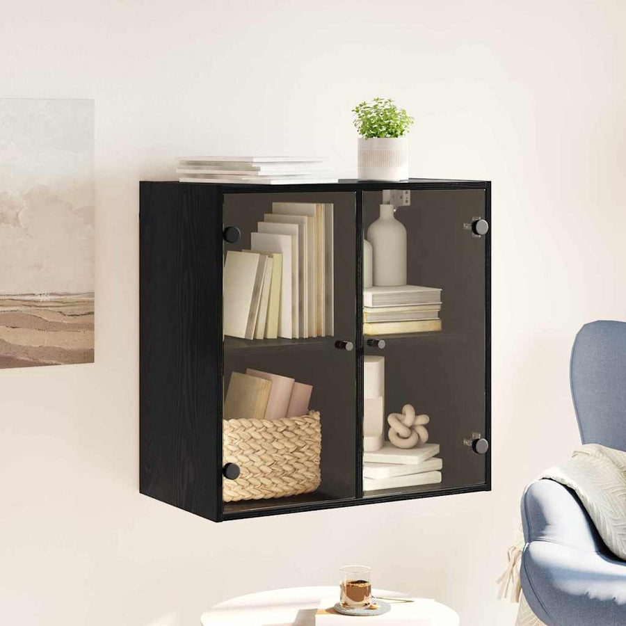 Wandkast Zwart Eiken 68 x 37 x 68,5 cm Bewerkt hout