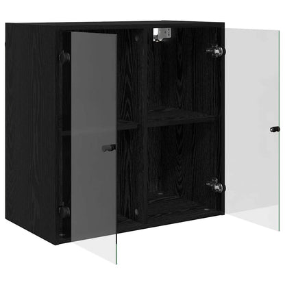 Wandkast Zwart Eiken 68 x 37 x 68,5 cm Bewerkt hout