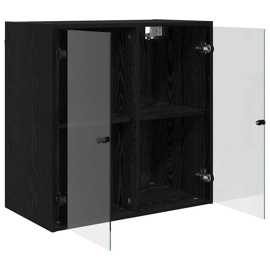 Wandkast Zwart Eiken 68 x 37 x 68,5 cm Bewerkt hout