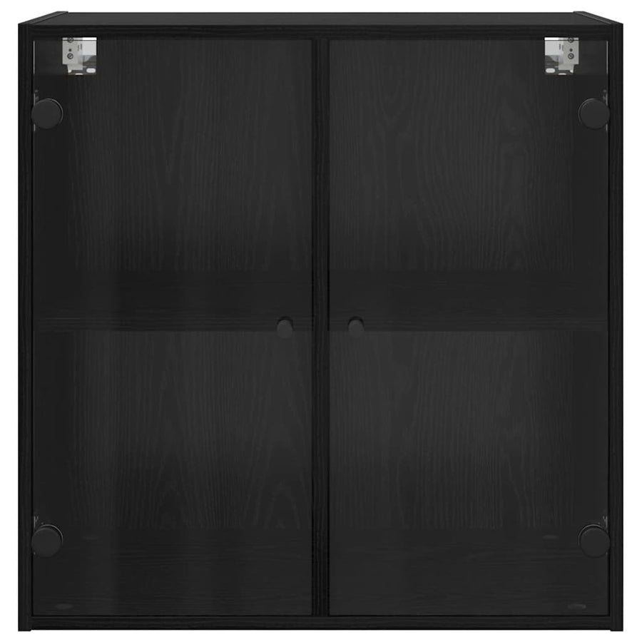 Wandkast Zwart Eiken 68 x 37 x 68,5 cm Bewerkt hout