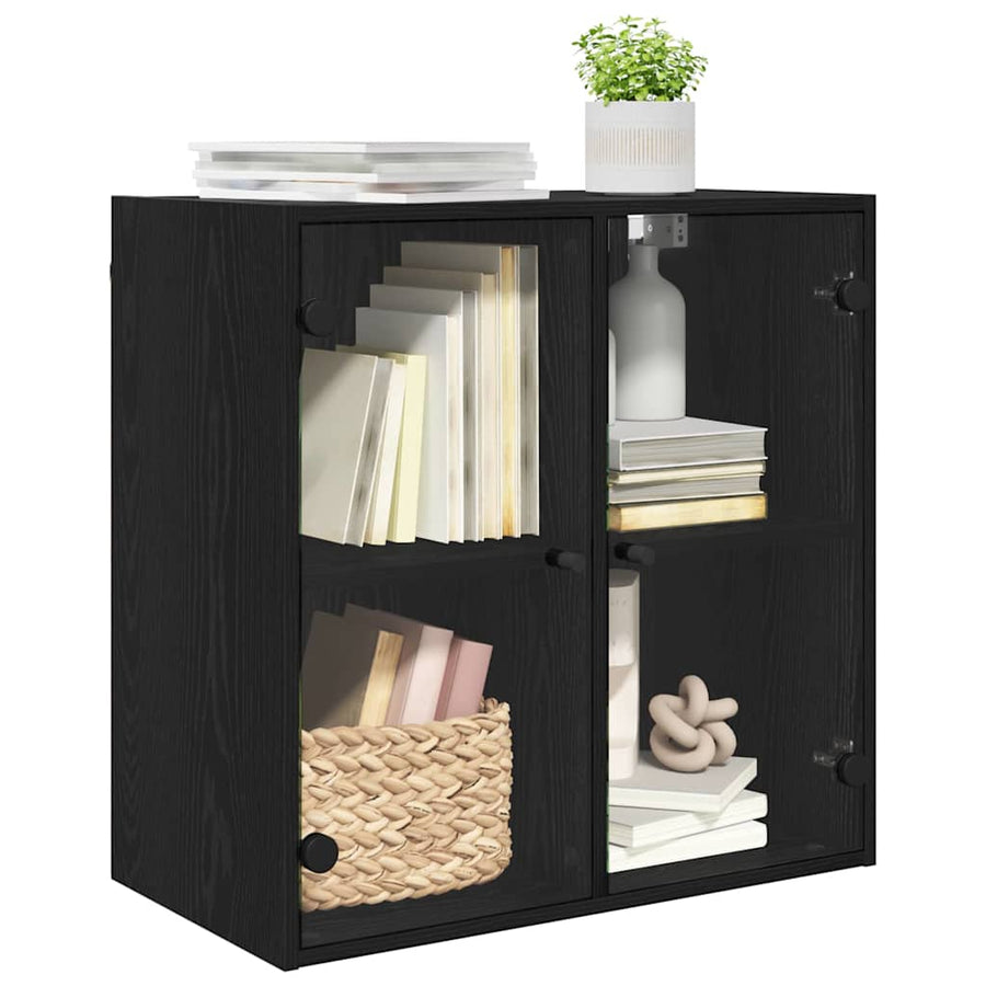 Wandkast Zwart Eiken 68 x 37 x 68,5 cm Bewerkt hout
