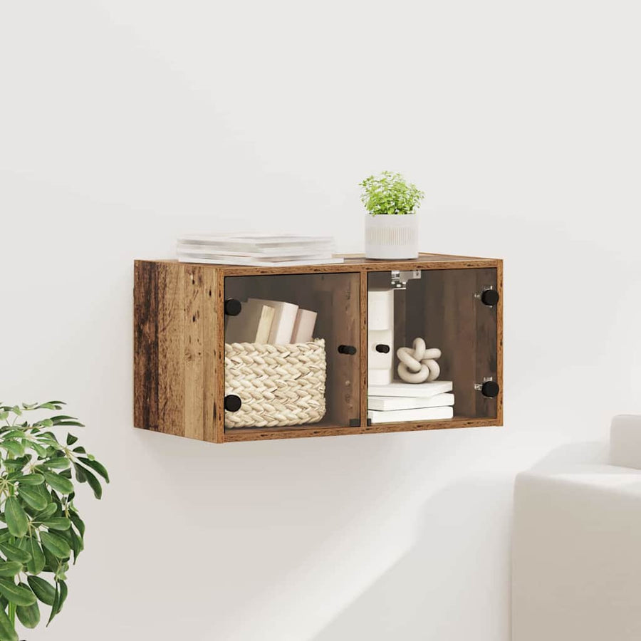 Wandkast Wandgemonteerd Oud Hout 68 x 37 x 35 cm Bewerkt hout