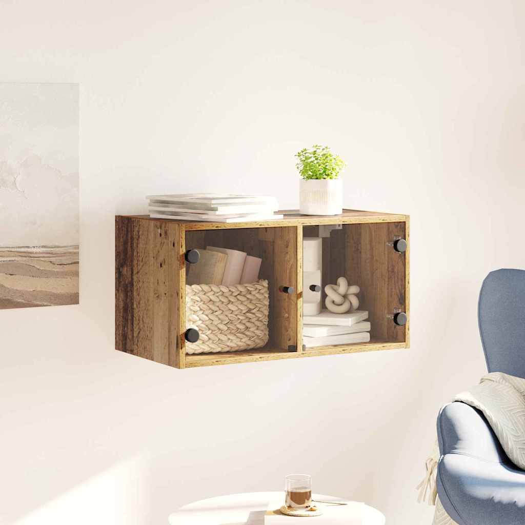 Wandkast Wandgemonteerd Oud Hout 68 x 37 x 35 cm Bewerkt hout
