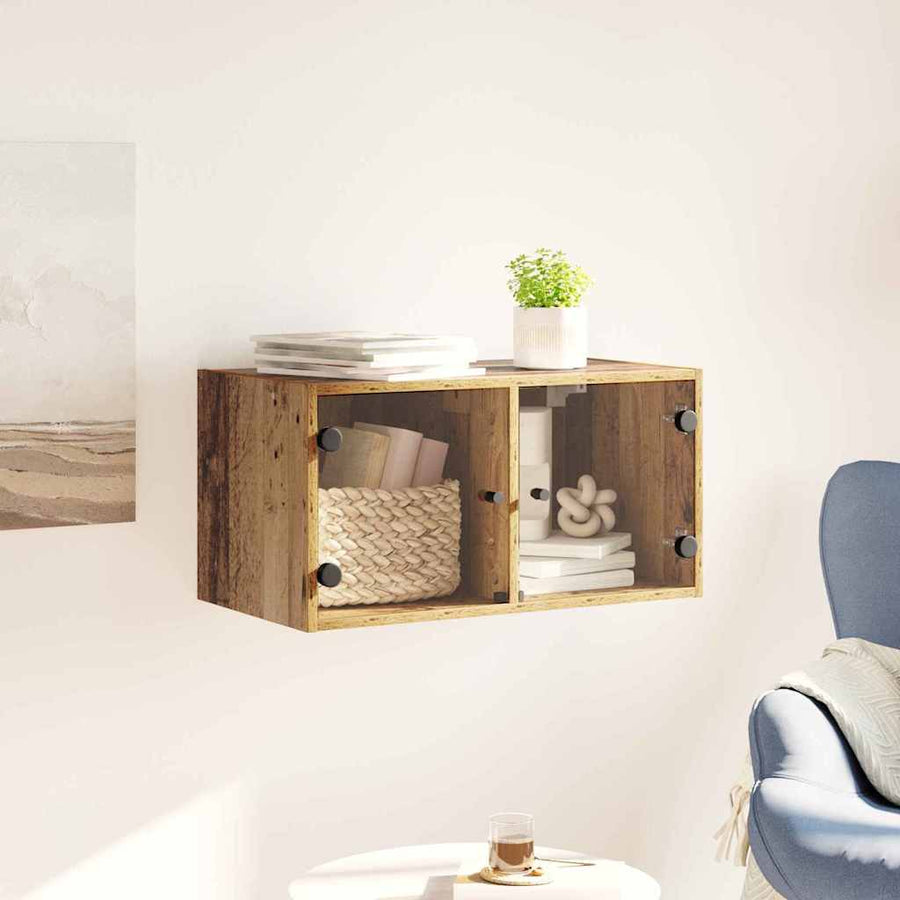 Wandkast Wandgemonteerd Oud Hout 68 x 37 x 35 cm Bewerkt hout
