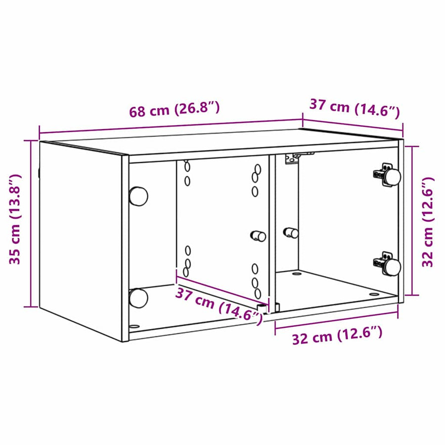Wandkasten 2 pcs Oud Hout 68 x 37 x 35 cm Bewerkt hout