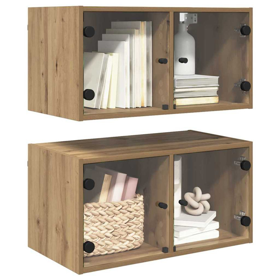 Wandkasten 2 pcs Artisan Eiken 68 x 37 x 35 cm Bewerkt hout