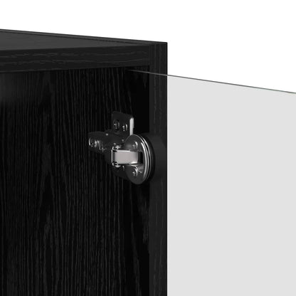 Wandkast Zwart Eiken 68 x 37 x 35 cm Bewerkt hout