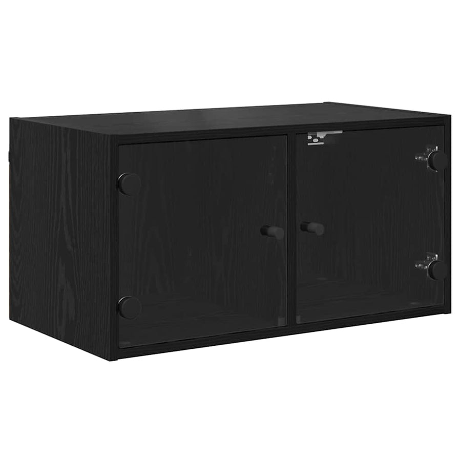 Wandkast Zwart Eiken 68 x 37 x 35 cm Bewerkt hout