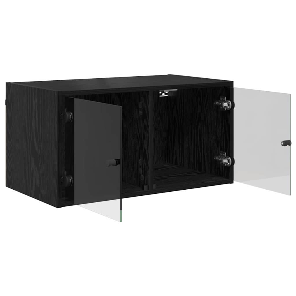 Wandkast Zwart Eiken 68 x 37 x 35 cm Bewerkt hout
