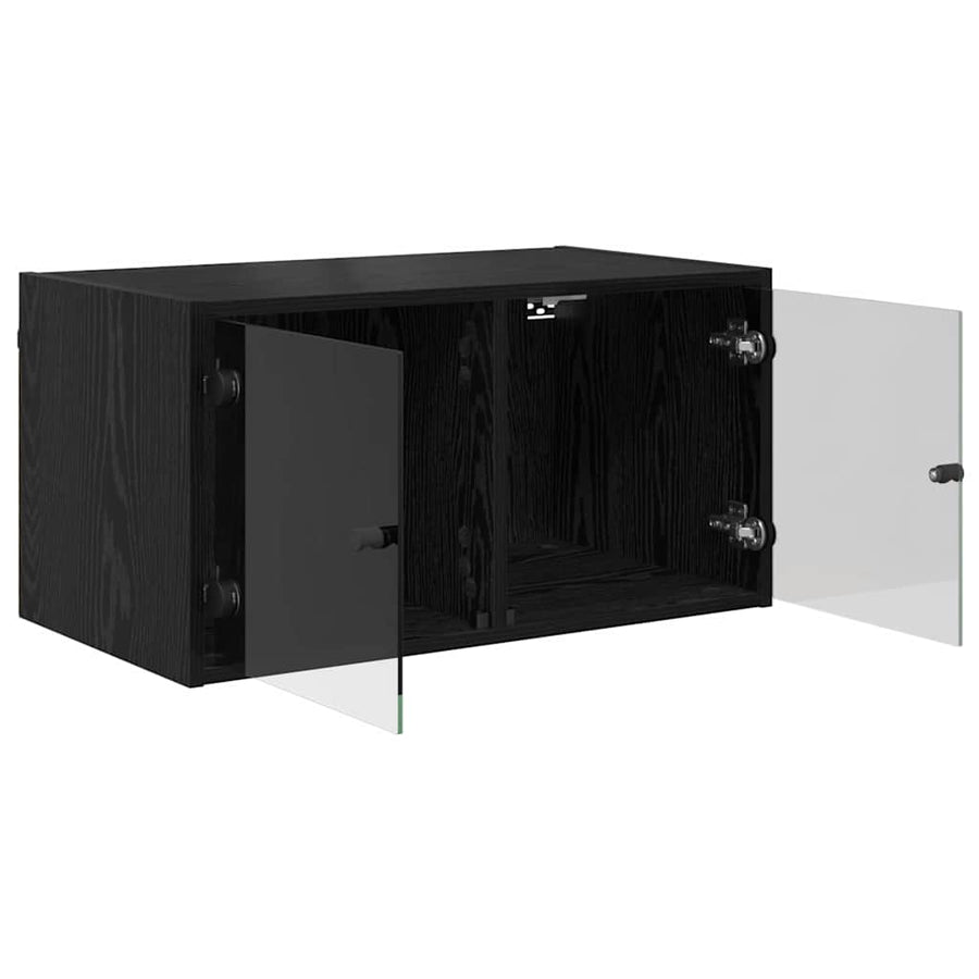 Wandkast Zwart Eiken 68 x 37 x 35 cm Bewerkt hout