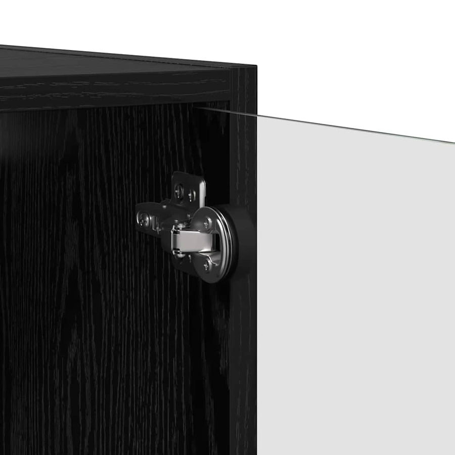 Wandkasten 2 pcs Zwart Eiken 68 x 37 x 35 cm Bewerkt hout