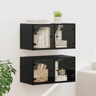 Wall Cabinets 2 pcs Black Oak 68 x 37 x 35 cm Engineered Wood