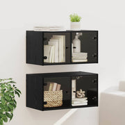 Wandkast 68x37x35 cm zwart eiken set van 2
