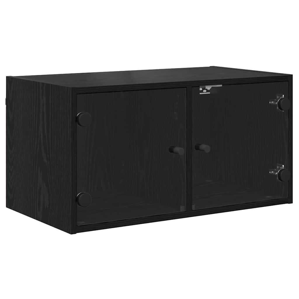 Wandkasten 2 pcs Zwart Eiken 68 x 37 x 35 cm Bewerkt hout