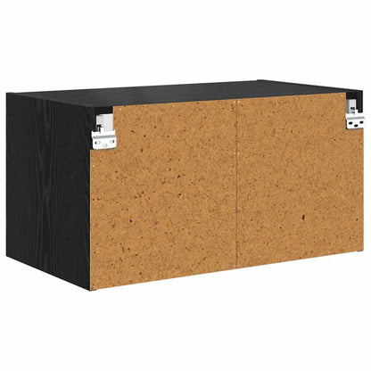 Wandkasten 2 pcs Zwart Eiken 68 x 37 x 35 cm Bewerkt hout