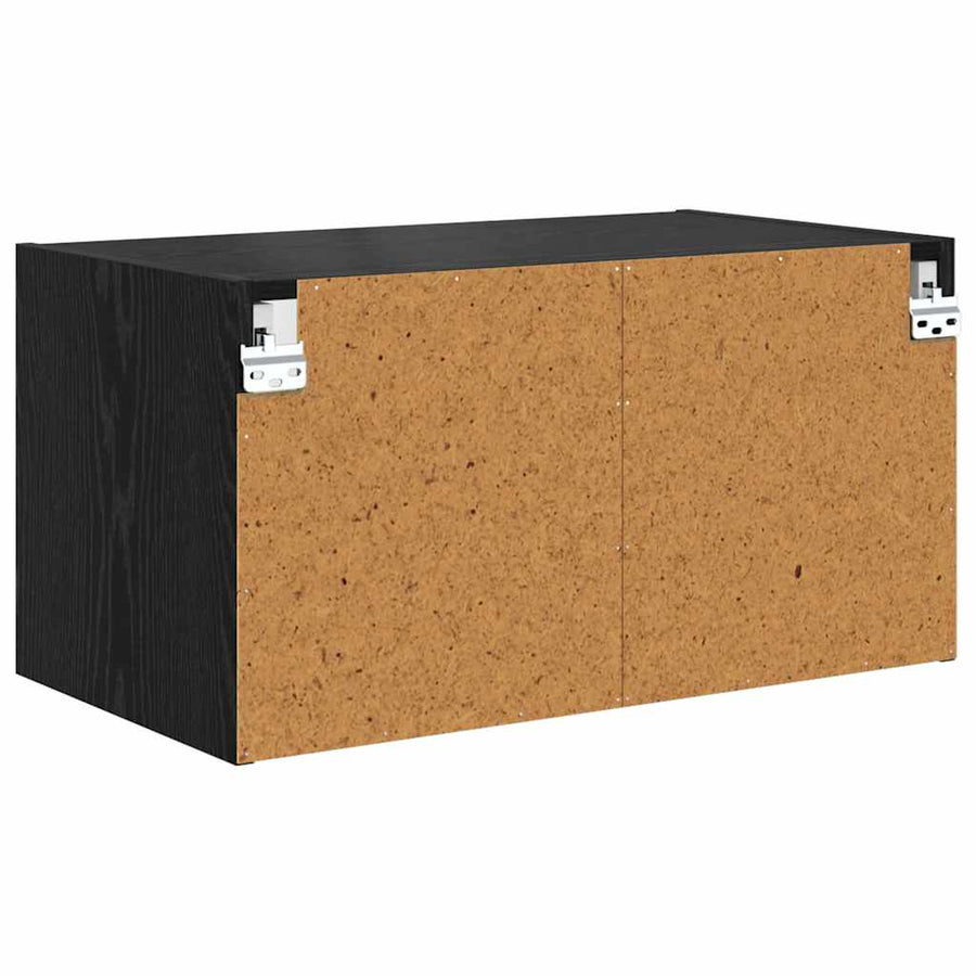 Wandkasten 2 pcs Zwart Eiken 68 x 37 x 35 cm Bewerkt hout