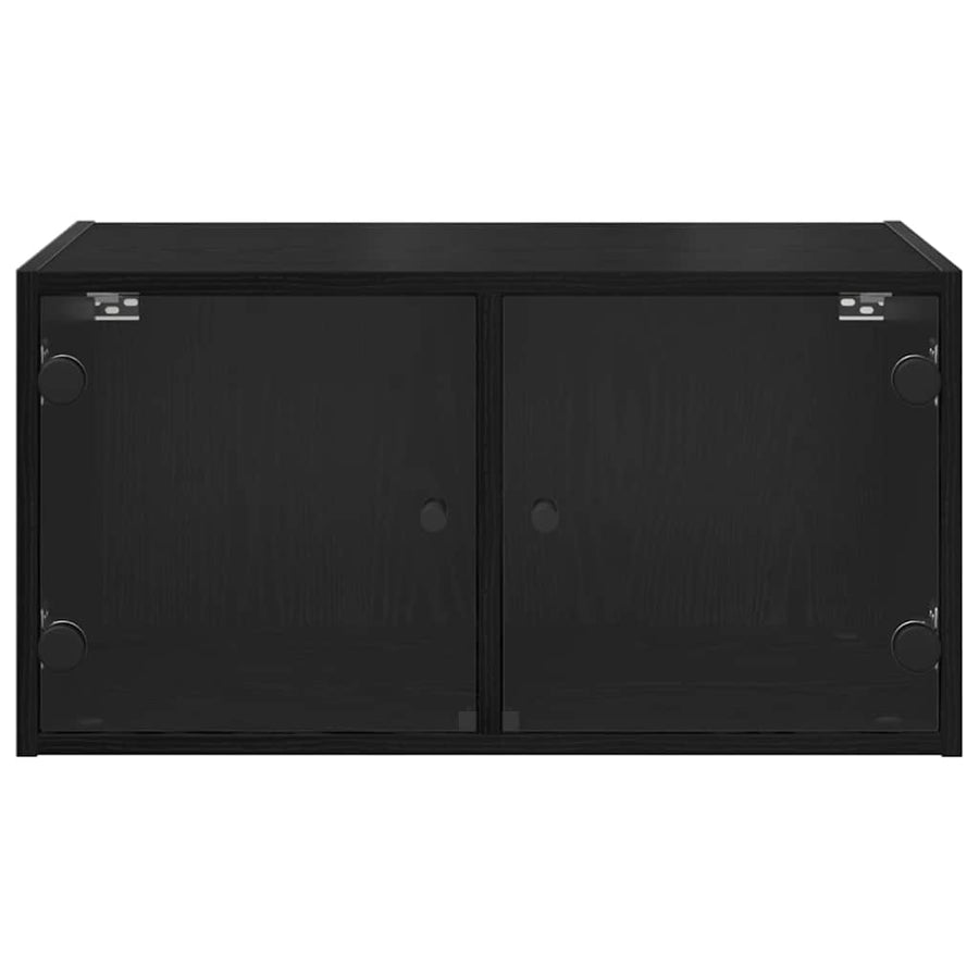 Wandkasten 2 pcs Zwart Eiken 68 x 37 x 35 cm Bewerkt hout
