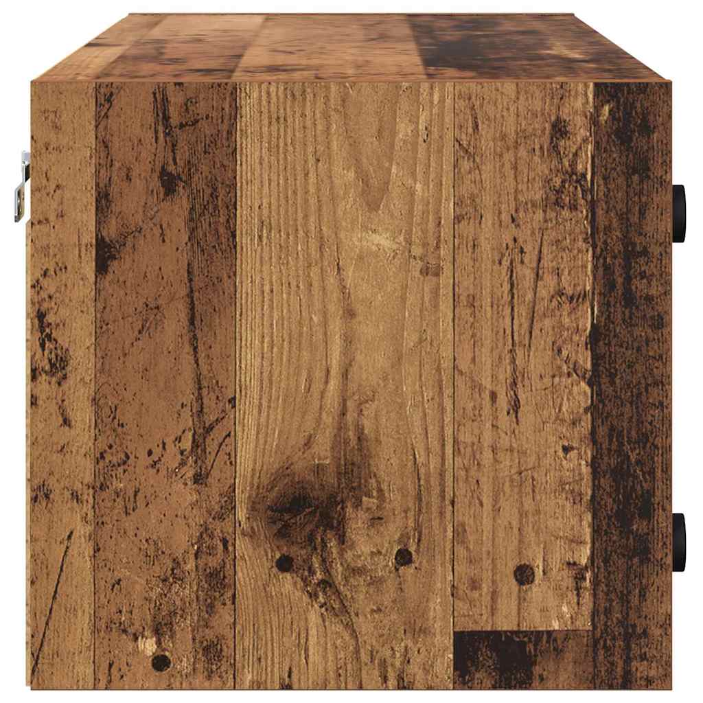Wandkast Wandgemonteerd Oud Hout 102 x 37 x 35 cm Bewerkt hout