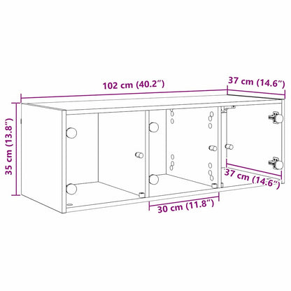Wandkast Wandgemonteerd Oud Hout 102 x 37 x 35 cm Bewerkt hout