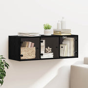 Wandkast 102x37x35 cm zwart eiken bewerkt hout