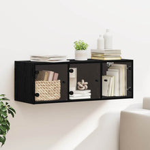 Wandkast Zwart Eiken 102 x 37 x 35 cm Bewerkt hout