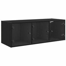 Wandkast Zwart Eiken 102 x 37 x 35 cm Bewerkt hout