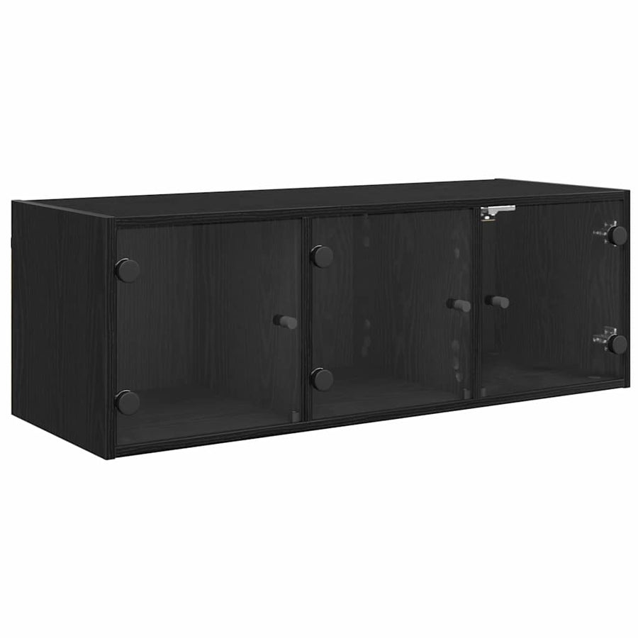 Wandkast Zwart Eiken 102 x 37 x 35 cm Bewerkt hout