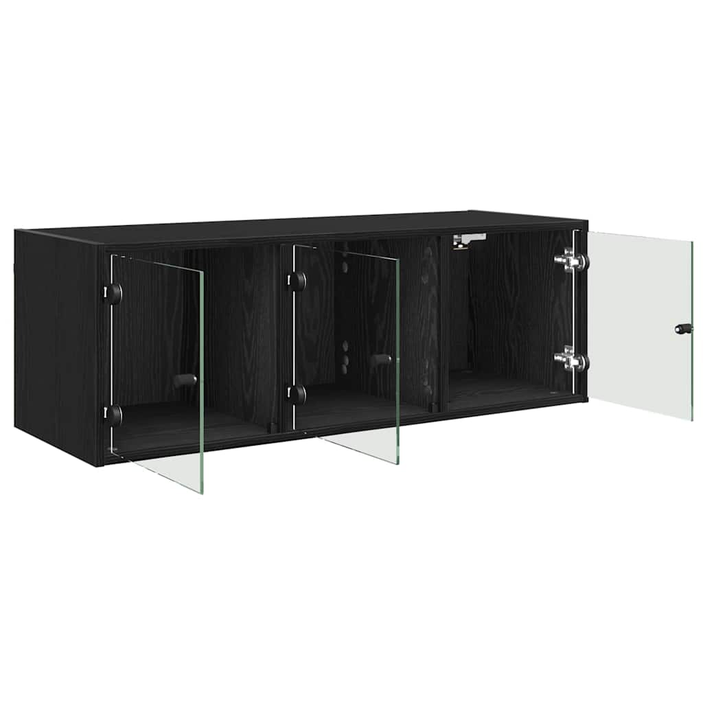 Wandkast Zwart Eiken 102 x 37 x 35 cm Bewerkt hout