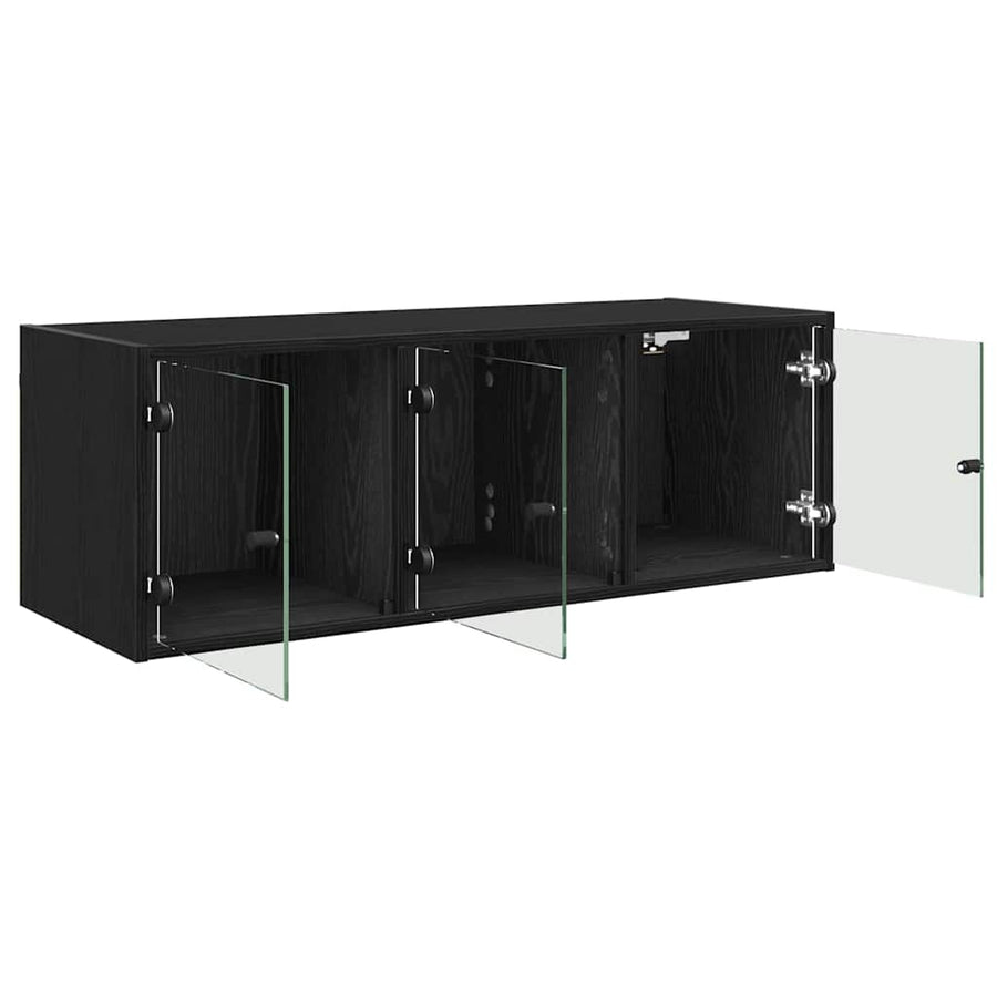 Wandkast Zwart Eiken 102 x 37 x 35 cm Bewerkt hout