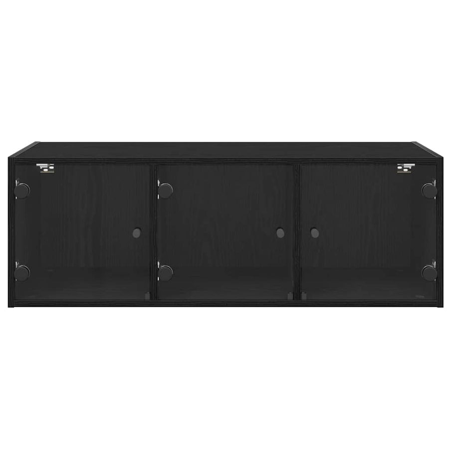 Wandkast Zwart Eiken 102 x 37 x 35 cm Bewerkt hout