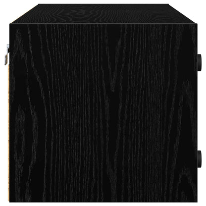 Wandkast Zwart Eiken 102 x 37 x 35 cm Bewerkt hout