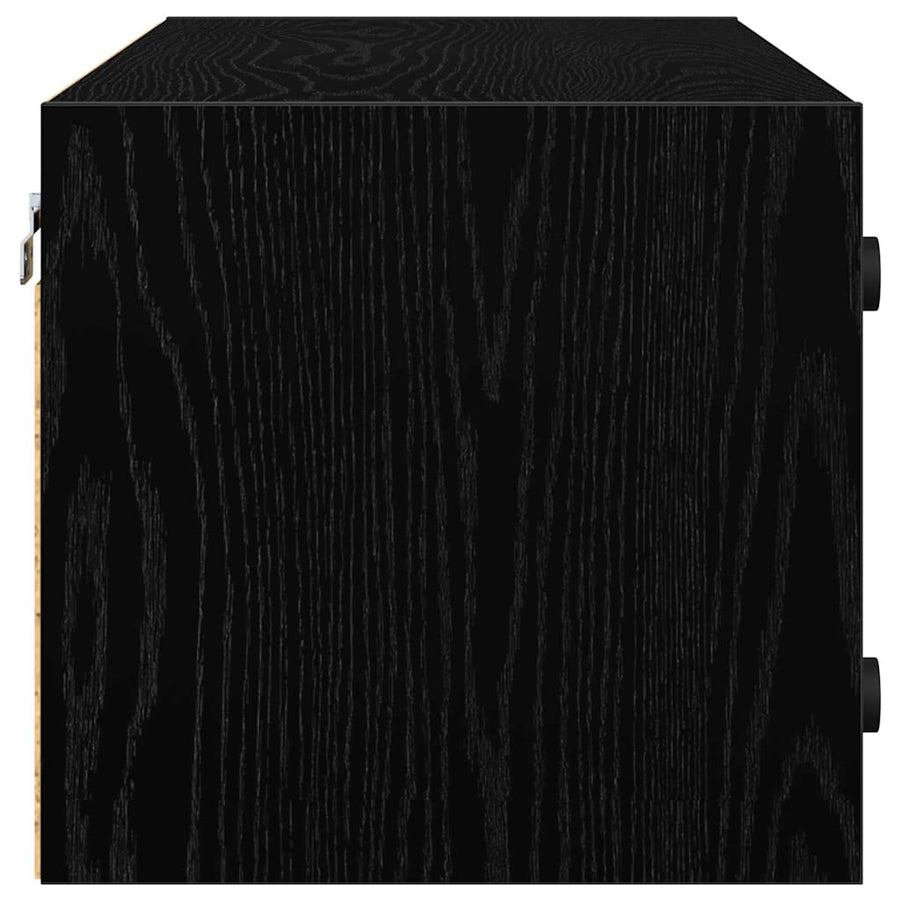 Wandkast Zwart Eiken 102 x 37 x 35 cm Bewerkt hout