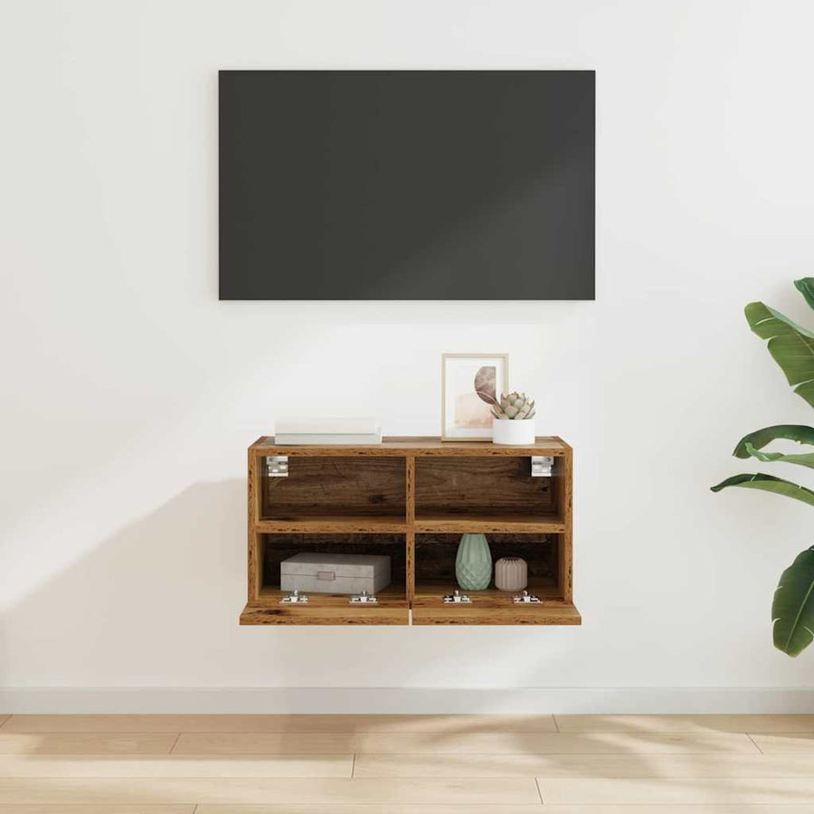 TV Wandkast Oud Hout 60 x 30 x 30 cm Bewerkt hout