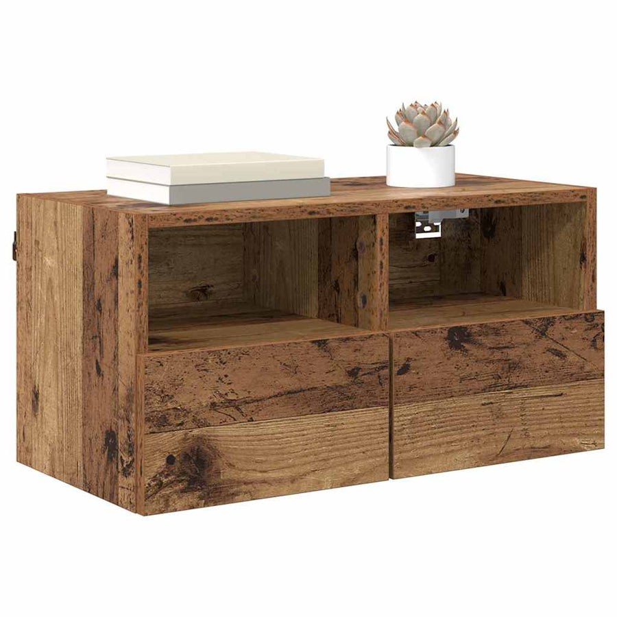 TV Wandkast Oud Hout 60 x 30 x 30 cm Bewerkt hout
